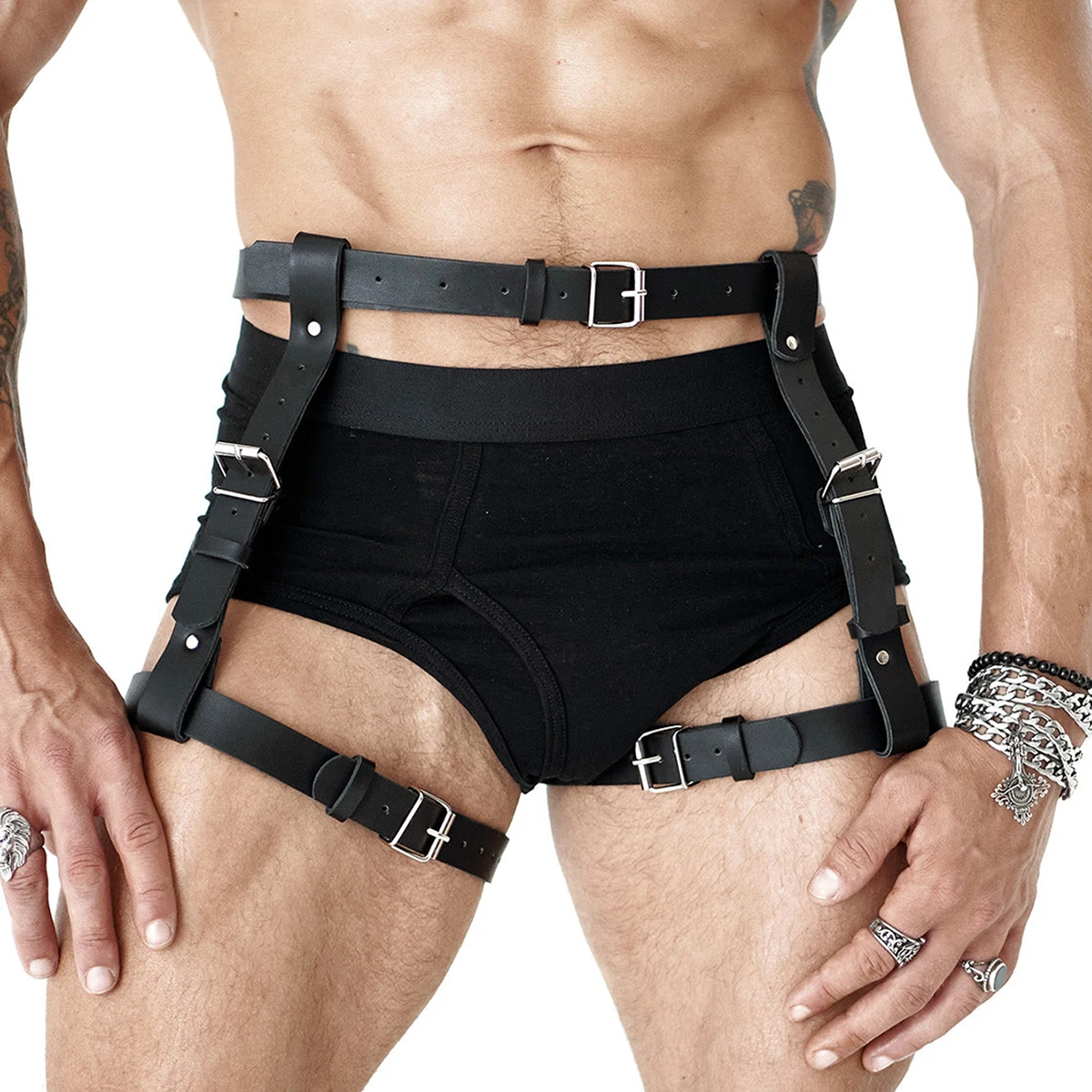 Sexy Leather Leg Harness Man Punk Stlye Thigh Harness Fetish Bondage Lingerie Waist To Leg Rave Festival Clothes Accessories