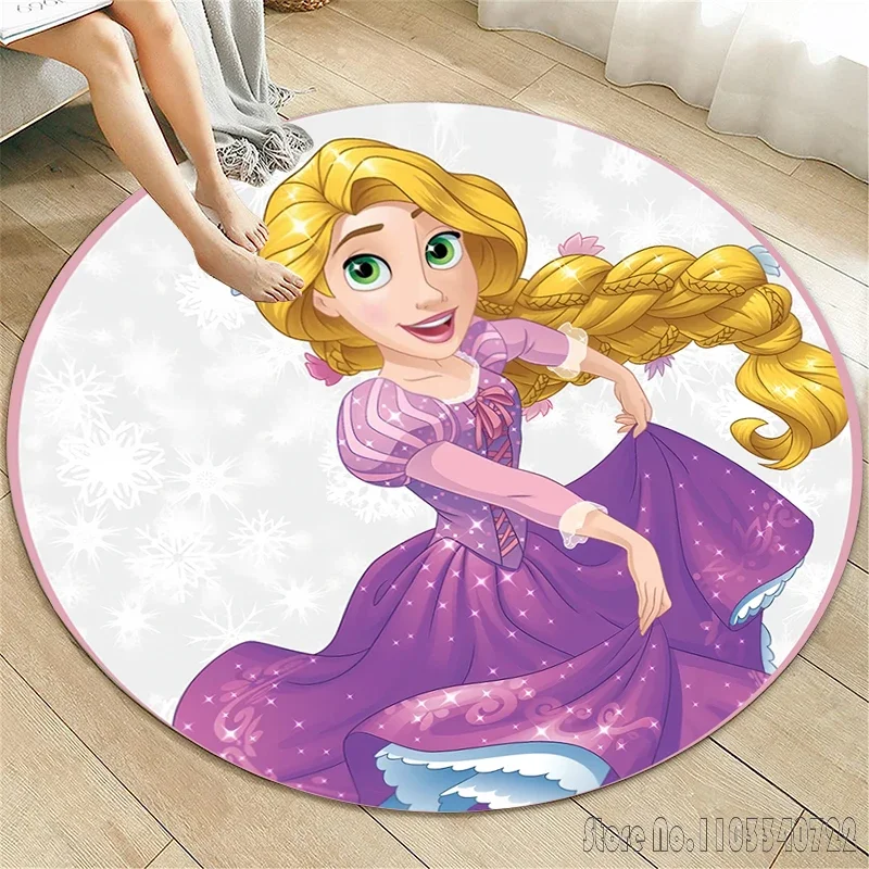 Princesses Girls Round Carpet for Living Room Rugs Camping Picnic Mats Flannel Anti-Slip,carpets for Living Room Anime Rug