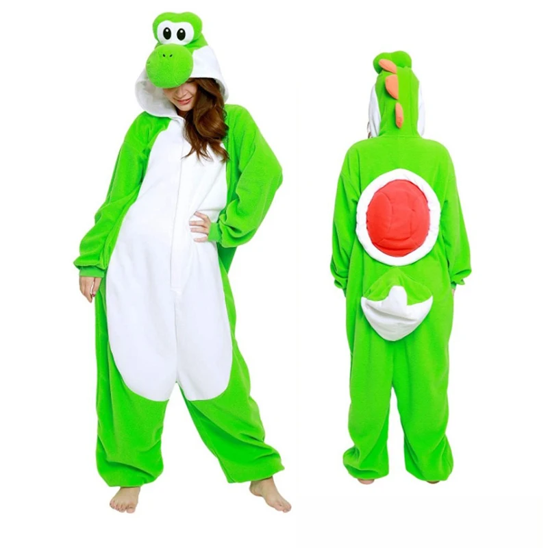 Yoshi Kigurumi Women onesies for Halloween Cosplay Costume Fleece Christmas Outfit Full Body Pijamas Sleepwear Cartoon Jumpsuit