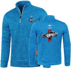 MEN Hoody Ford Mustang Tops Youth  Mustang 50 Years Classic Car Logo Men Pullover Sweater Half Zipper Fleece Pullover S-5XL