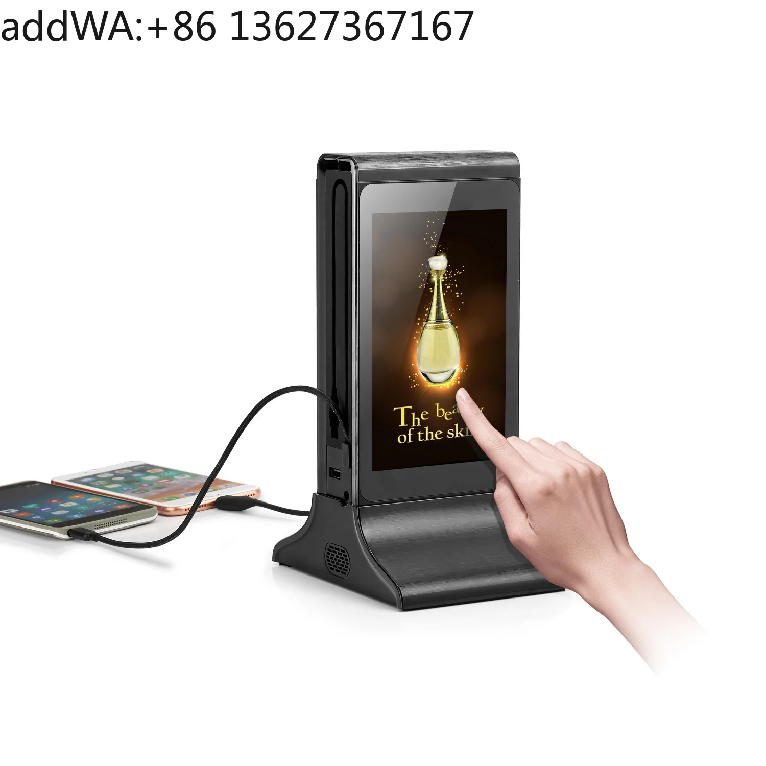For Android Single LCD Touch Screen AD Player Restaurant Table Top Phone Charging Station Power Bank Digital Signage Display
