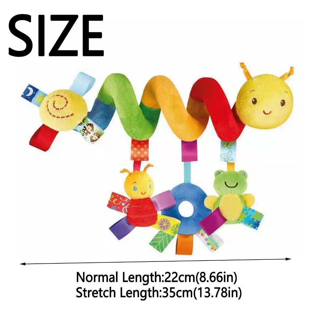 Cartoon Animal Baby Car Seat Toys Plush Stretchable Baby Bed Stroller Bell Toys with Colorful Labe Soft Spiral Hanging Baby Toy