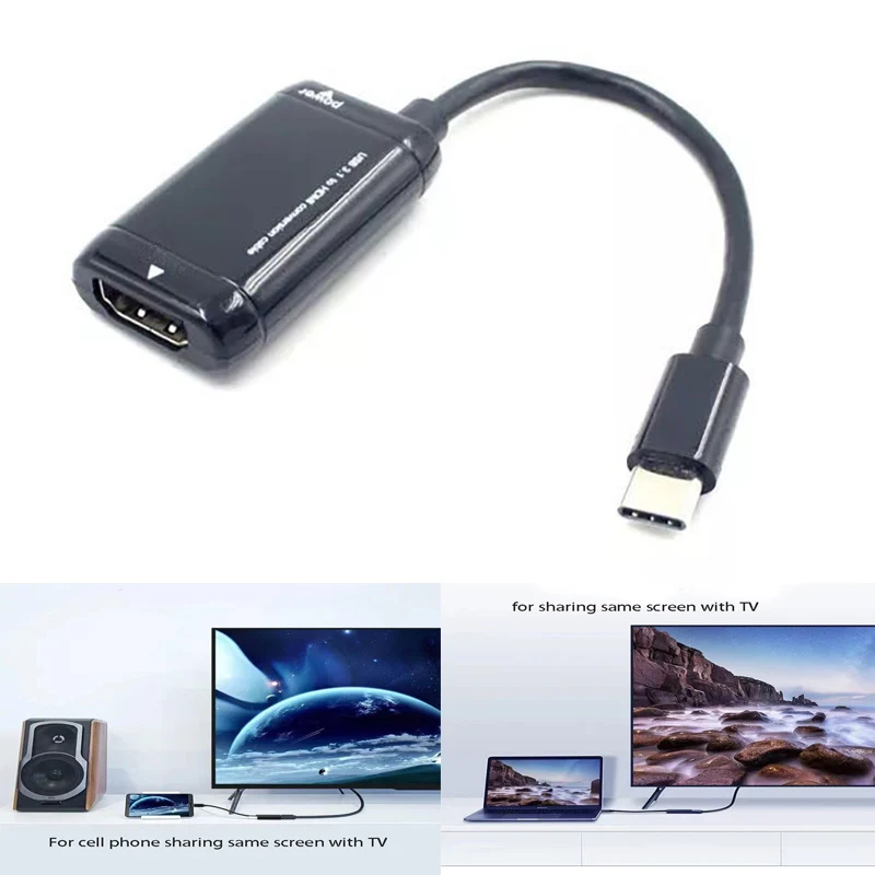 for MHL USB 3.1 type-c to with HDMI Video Converter Male to Female Input Digital Signal Plug to HDTV 1080P Video Output Dongle