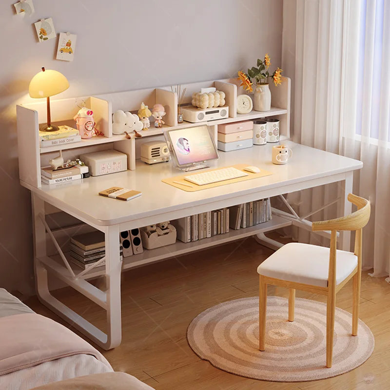 

Computer Nordic Office Desk Aesthetic Shelves Organizers Storage Home White Office Desk Modern Study Biurko Trendy Furniture