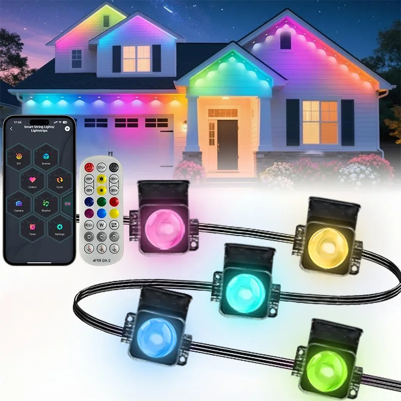 Smart Outdoor Eaves Light, Permanent Outdoor Lighting,  IP67 Waterproof, App Control,Timer Switch, Suitable For Halloween,
