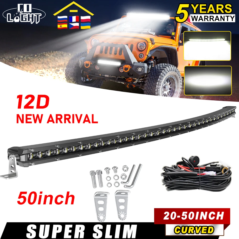 

CO LIGHT Ultra Strip изогнутая светодиодная панель 50 дюймов DRL Led Work Light 4X4 Offroad SUV ATV Tractor 12V 24V Супер яркая автомобильная светодиодная панель