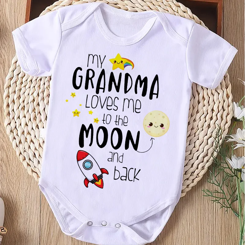 Body infantil de alta calidad para recién nacidos, ropa de corte para bebé, niña y niño, "MY GRANDMA ME LOVES TO THE MOON AND BACK"