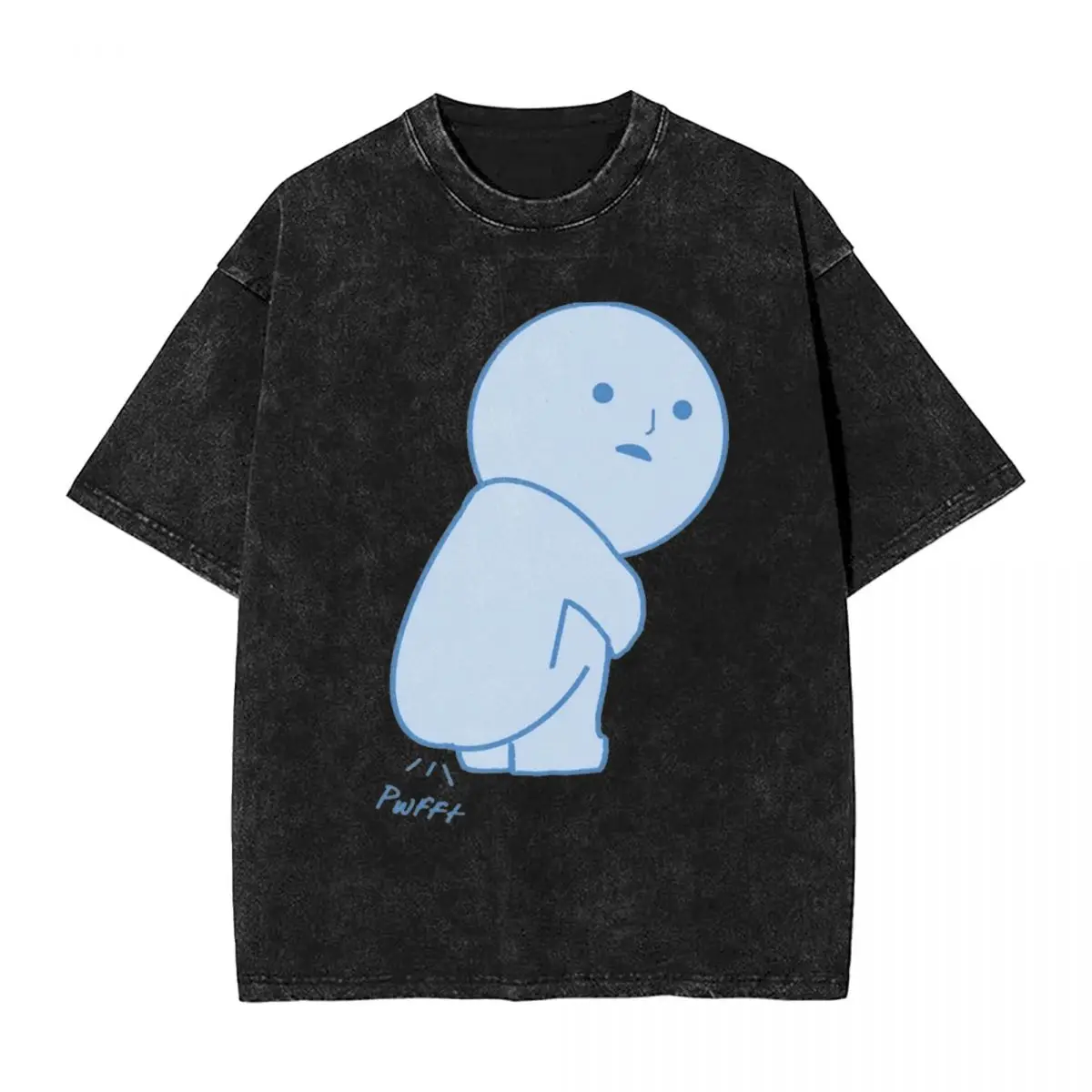 

Harajuku Washed T Shirt Blue Farting Smiskis Pwfft Cotton T Shirts Hip Hop Tee Shirt for Man Summer Awesome Design Top Tees