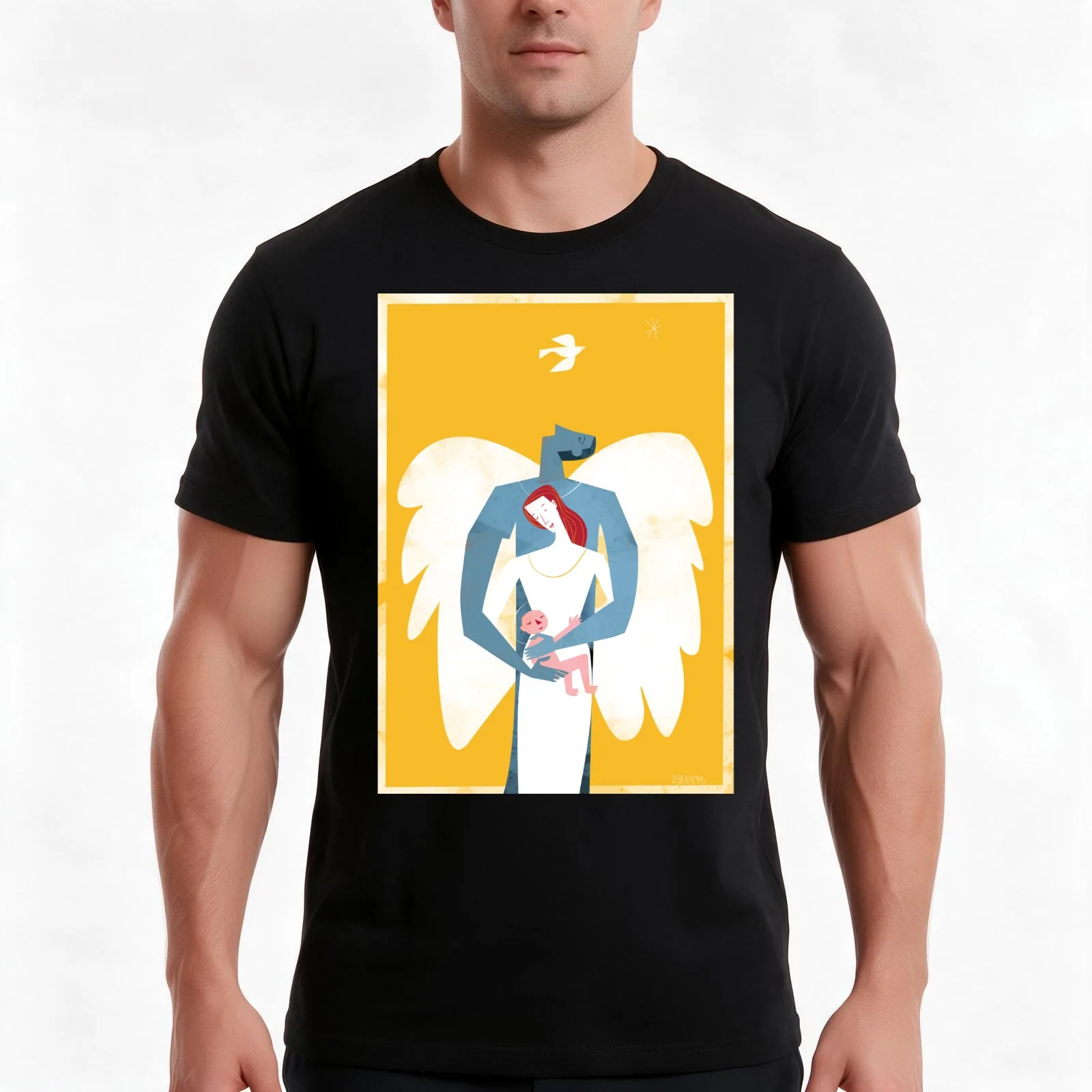 The Angel's Family T-Shirt, Summer Casual Cotton Tee, Oversized Streetwear Tops, Vintage Graphic Print, Loose Fit Short Sleeve
