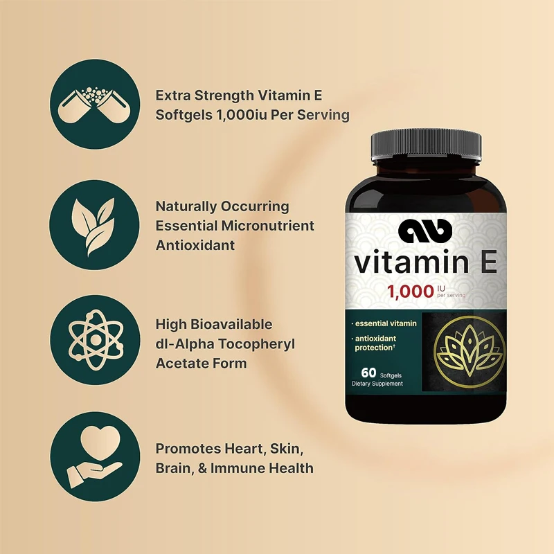 

Vitamin E Capsules | Essential Antioxidant Supplement - Supports Skin, Heart, and Immune Health - Non GMO