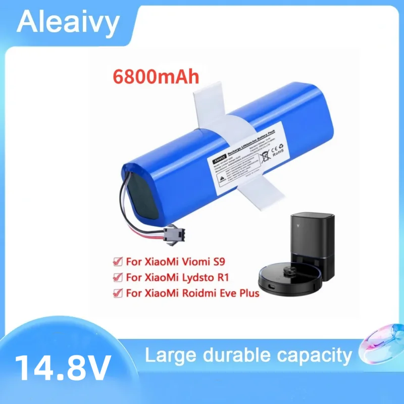Аккумулятор большой емкости 14,4 В 6800 мАч для роботов-пылесосов Xiaomi Viomi S9 и Lydsto R1 с перезаряжаемой батареей