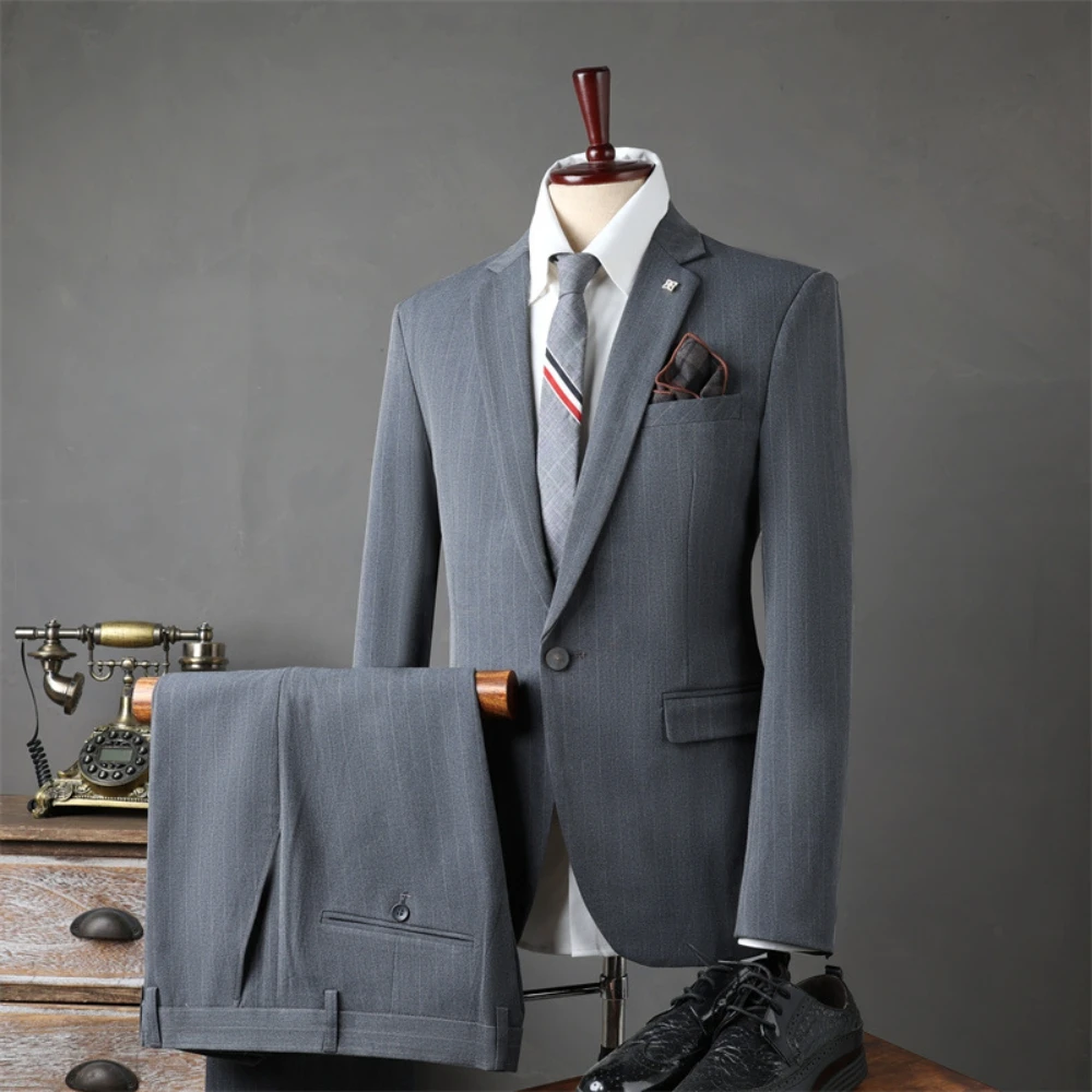 Premium Office Business Men's Suit Set, Fashionable Notched Lapel Two Pieces Tuxedo, On Sale Outfit, Elegant Charming Groom Wear