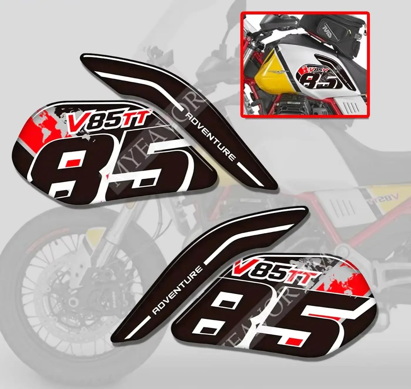 Tank Pad Gas Fuel Oil Wind Deflector Trunk Protection stickers  Decals Luggage Cases Emblem Logo New for Moto V85tt V85 Tt