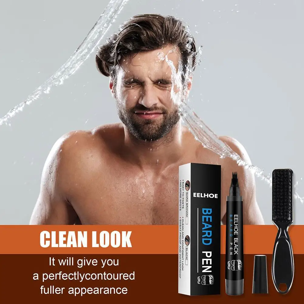 Kit penna per riempimento barba da uomo forma per riparazione baffi per il viso strumento per la riparazione del salone per lo Styling dei baffi riempitivo per matita per orsi per uomo H6w2