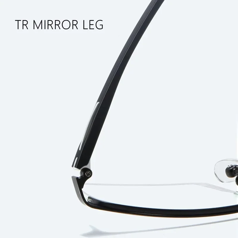 OLLYMURS, montura de gafas de aleación de titanio súper resistente a la moda, gafas de media montura graduadas ópticas informales de negocios para hombres P9916