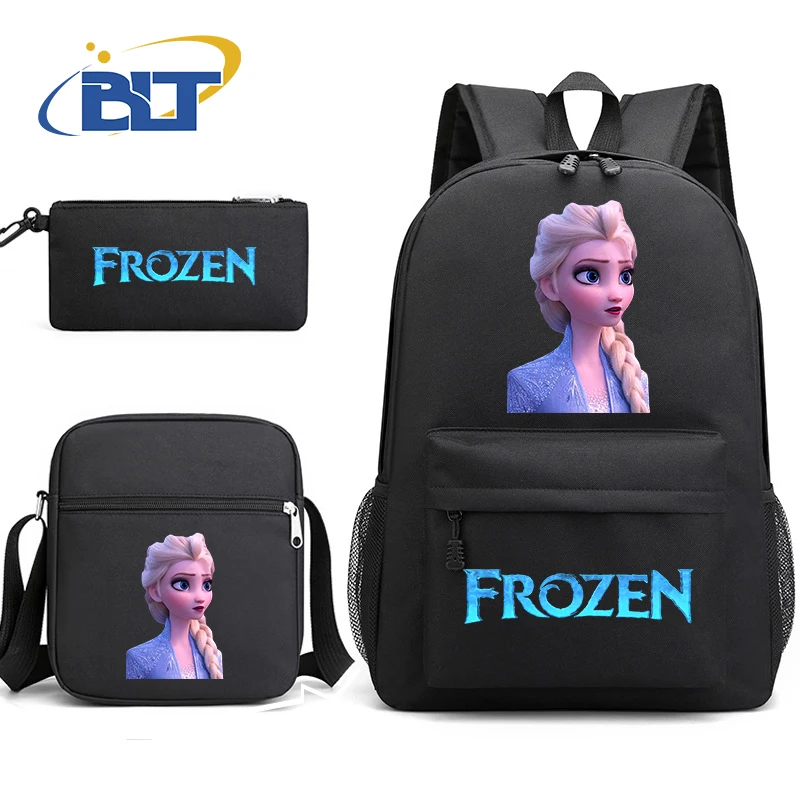 MINISO Frozen printed student school bag set children's pencil case backpack shoulder bag three-piece set