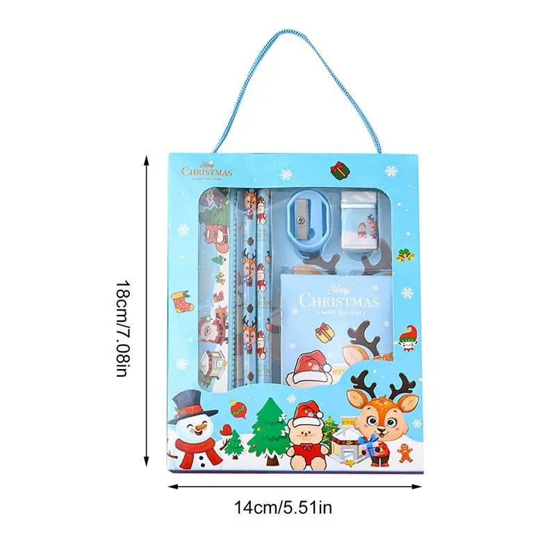クリスマス鉛筆消しゴムセット、複数の色、文房具学校、パーティーの記念品、かわいい、6個セット