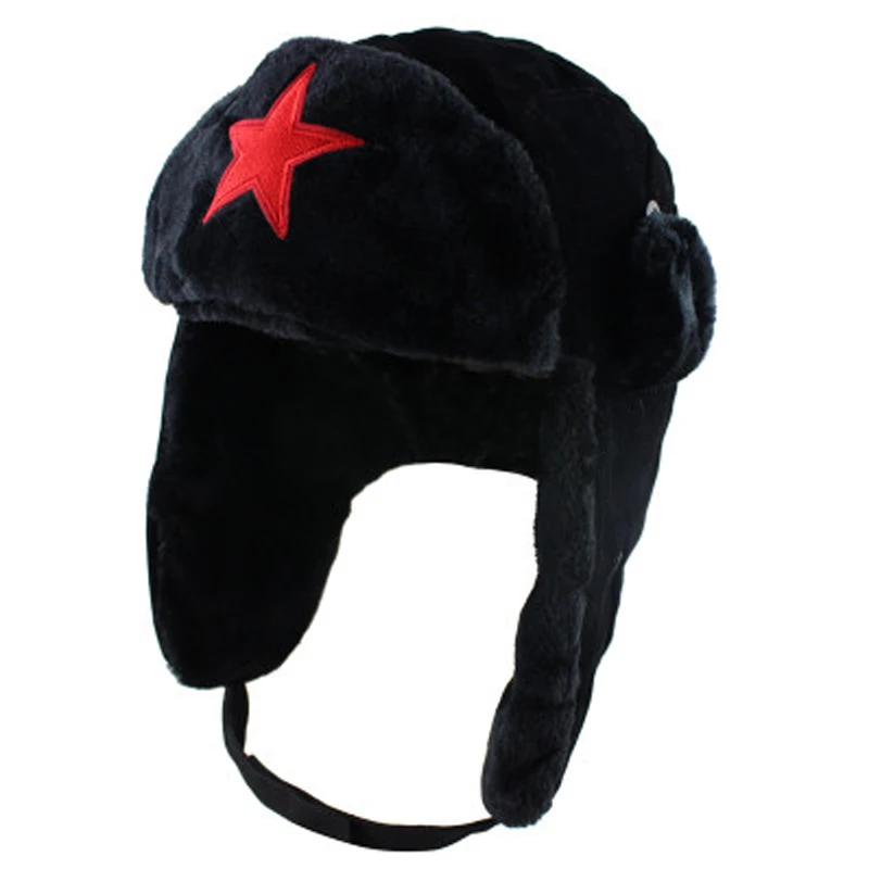 Insignia militar del ejército ruso Ushanka, sombreros de aviador de piloto, gorro de invierno de imitación de conejo con orejeras de piel, gorro de nieve gorro invierno hombre  gorras hombre