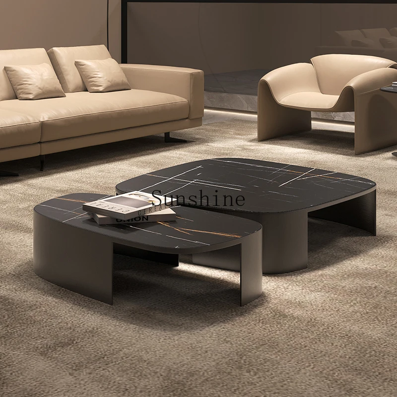 

New rock slab coffee table Italian minimalist special-shaped pebbles modern simplicity light luxury high sense