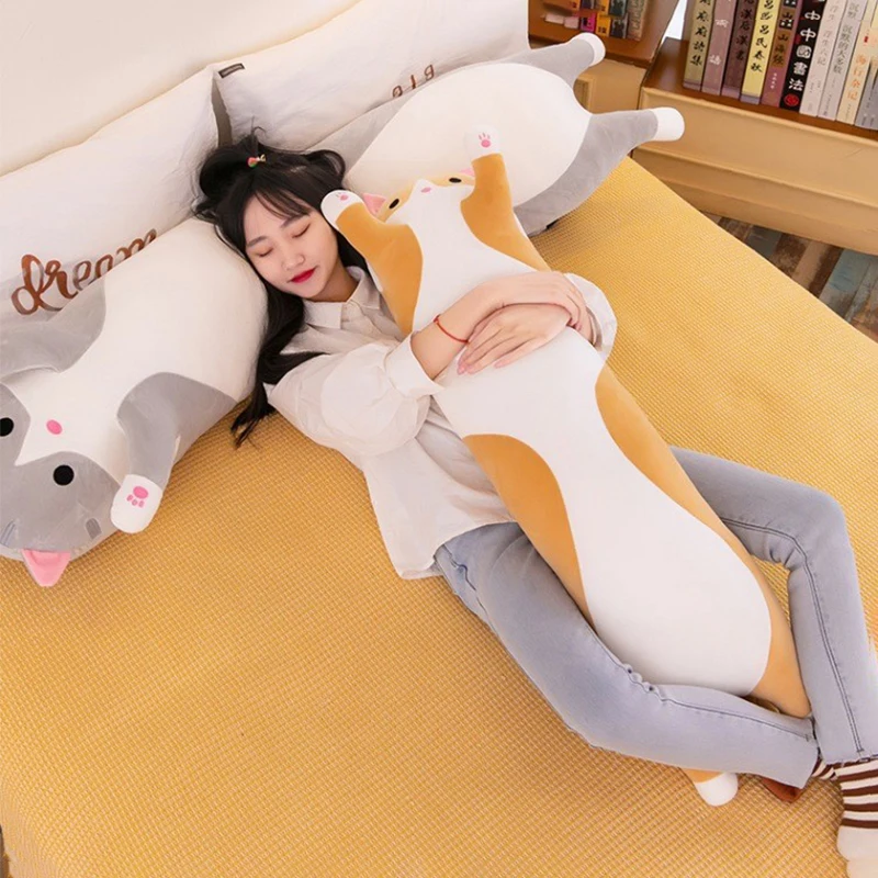 

Пушистая плюшевая игрушка в форме котенка, подушка-обнимашка для женщин, которую можно положить под ноги во время сна, подушка для дивана, подарок.