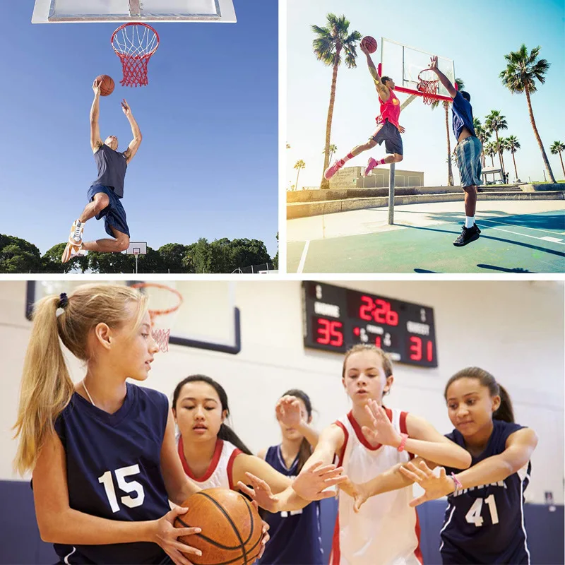 1-3X شبكة كرة سلة قياسية متينة من ألياف البولي بروبيلين للرياضات الخارجية وكرة السلة ثلاثية الألوان لاستبدال شبكة كرة السلة #3