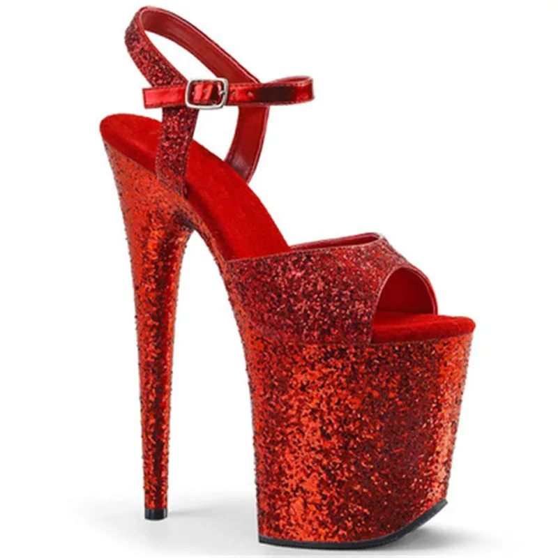 Crossdresser Elegant 8Inch Nightclub Thin Heels Platform Sandals 20cm Bling Sexy Fetish Gothic Shoes Strip Pole Dance Big Size