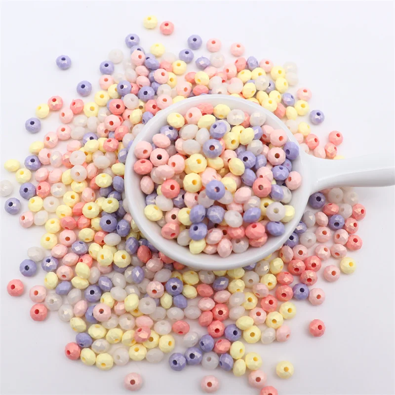 4*6mm Bulk Perles Plates Beads Rondelle Faceted Colorful Small Spacer Bead for DIY Bracelet Jewelry Making Supplies 20g