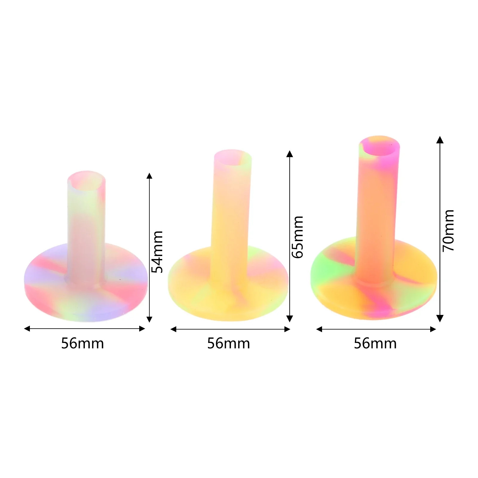 

3pcs Colorful Golf Tees Rubber Ball Holder Training Practice Home Driving Ranges Mats Practice 54/65/70mm Golf Tee Accessories