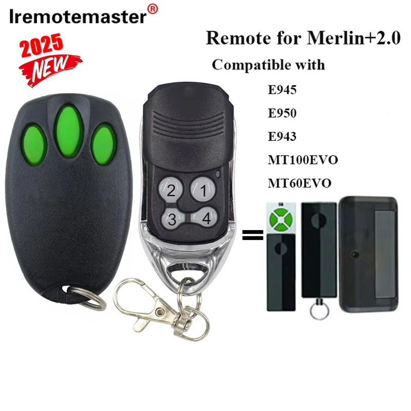 

2025 New Merlin+ 2.0 E945 E945M E950M E943M Garage Door Remote Control 433.92Mhz Compatible ST50EVOB ST50EVO MT100EVO MT60EVO