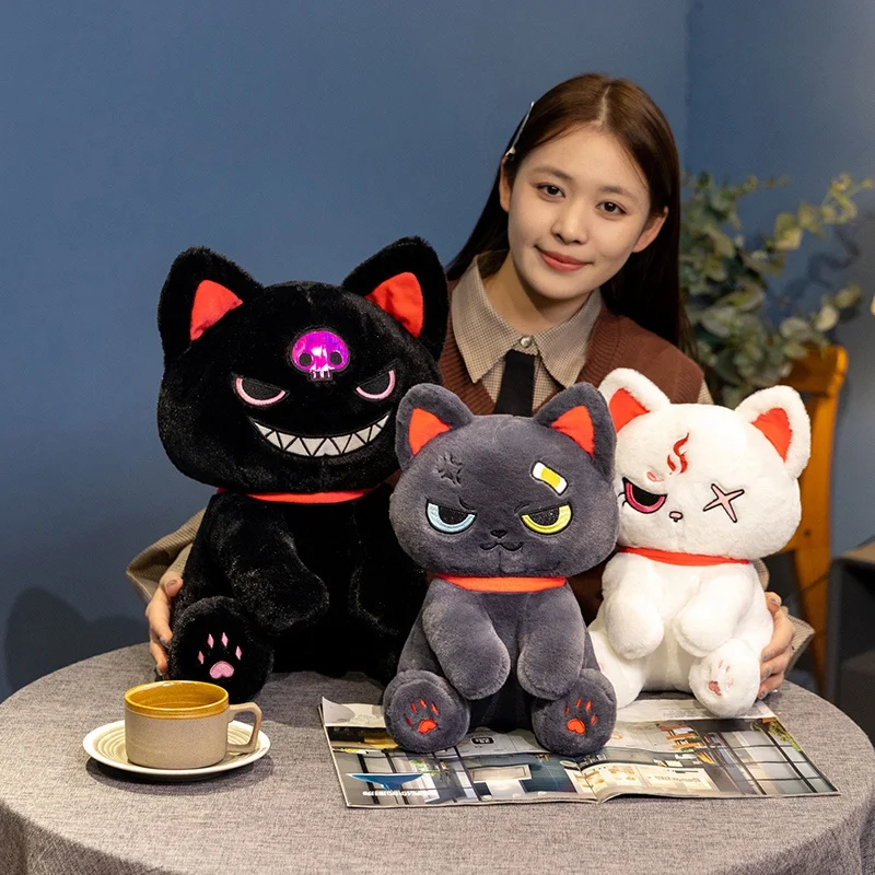 Kawaii Devil Dark Series Katten Knuffels Cartoon Knuffels Leuke Horror Monster Piraat Kitten voor Kinderen Halloween Jongens Geschenken