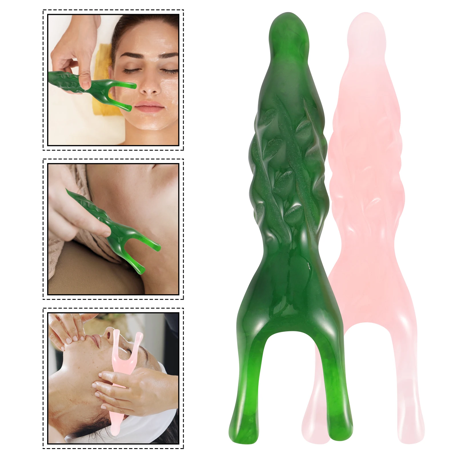 

2pcs Guasha Scraping Massage Board Universal Body Face Neck Portable Resin Massager For Home Salon Travel Gift For Her