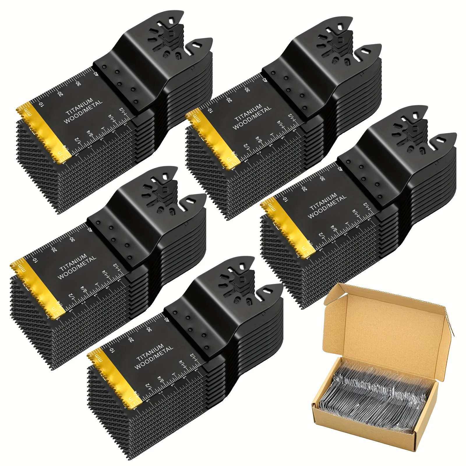 

AIFICUT 50pcs Oscillating Saw Blades, Professional Universal Titanium Multitool Blades For Wood Plastics Metal, Quick Release