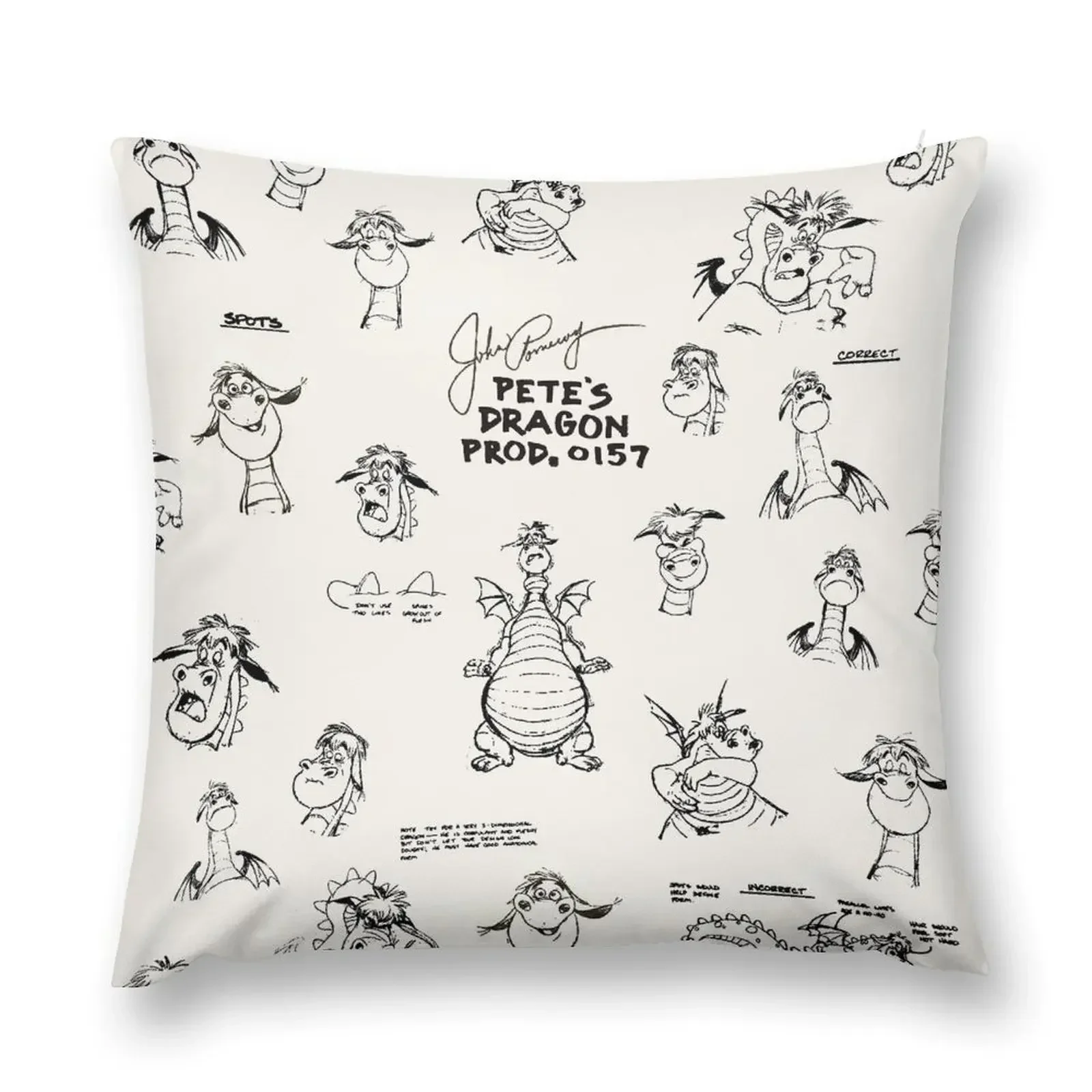 Pete's Dragon Sketches Throw Pillow christmas pillow case Luxury Pillow Case Cushions Home Decor Decorative pillowcase