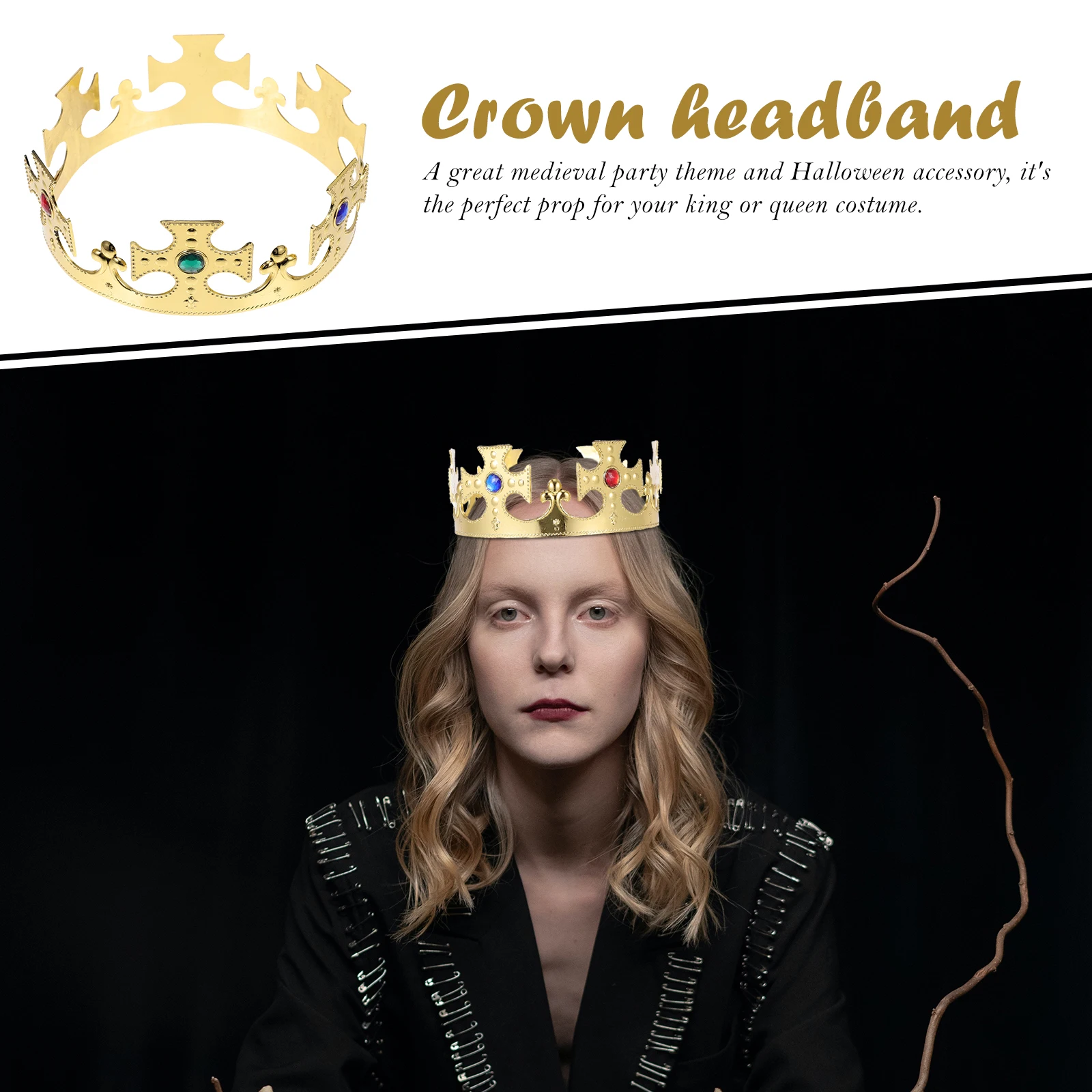 

4pcs Prince Crown Headband Plastic Crown Costume Accessories for Party Stage Performance Hair Decor