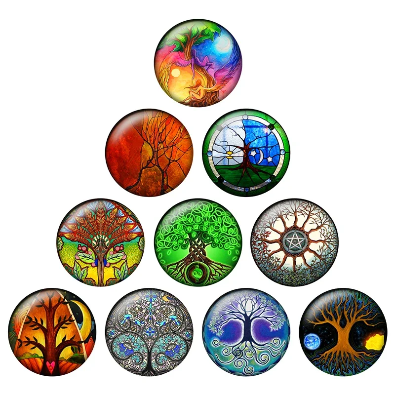 

24pcs Tree of Life Round Photo Glass Cabochon Demo Flat Back Making Findings Dream Tree DIY Handmade Jewelry H035