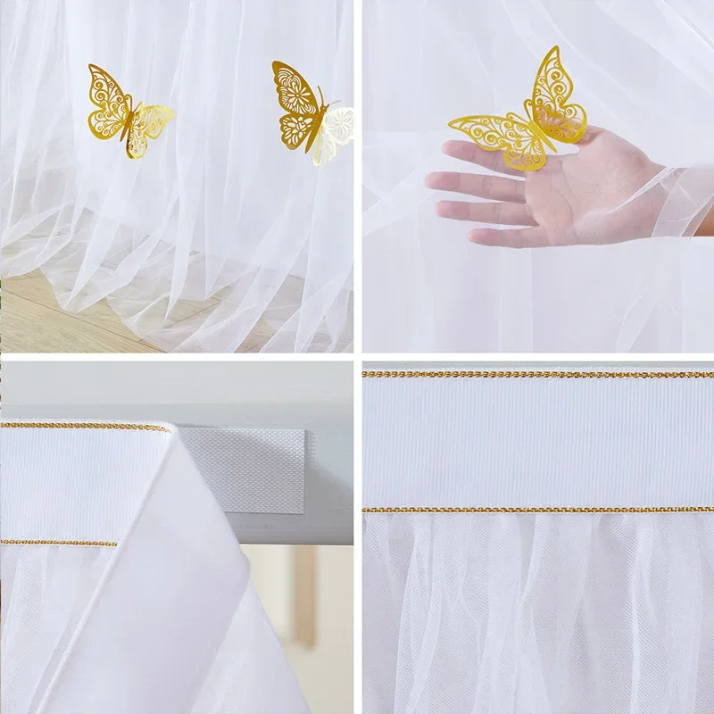 Party Table Skirt Birthday Pleated Dessert Tablecloth Cover Wedding Festive 3D butterfly Table Skirting Baby Shower Table Decor