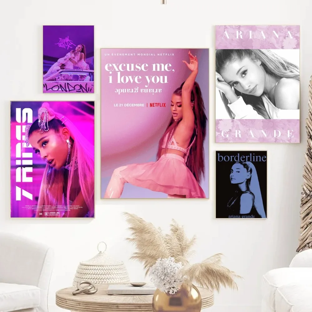 1pc Music Art Poster Ariana Grande Poster Paper Print Home Bedroom Entrance Bar Cafe Art Painting Decoration