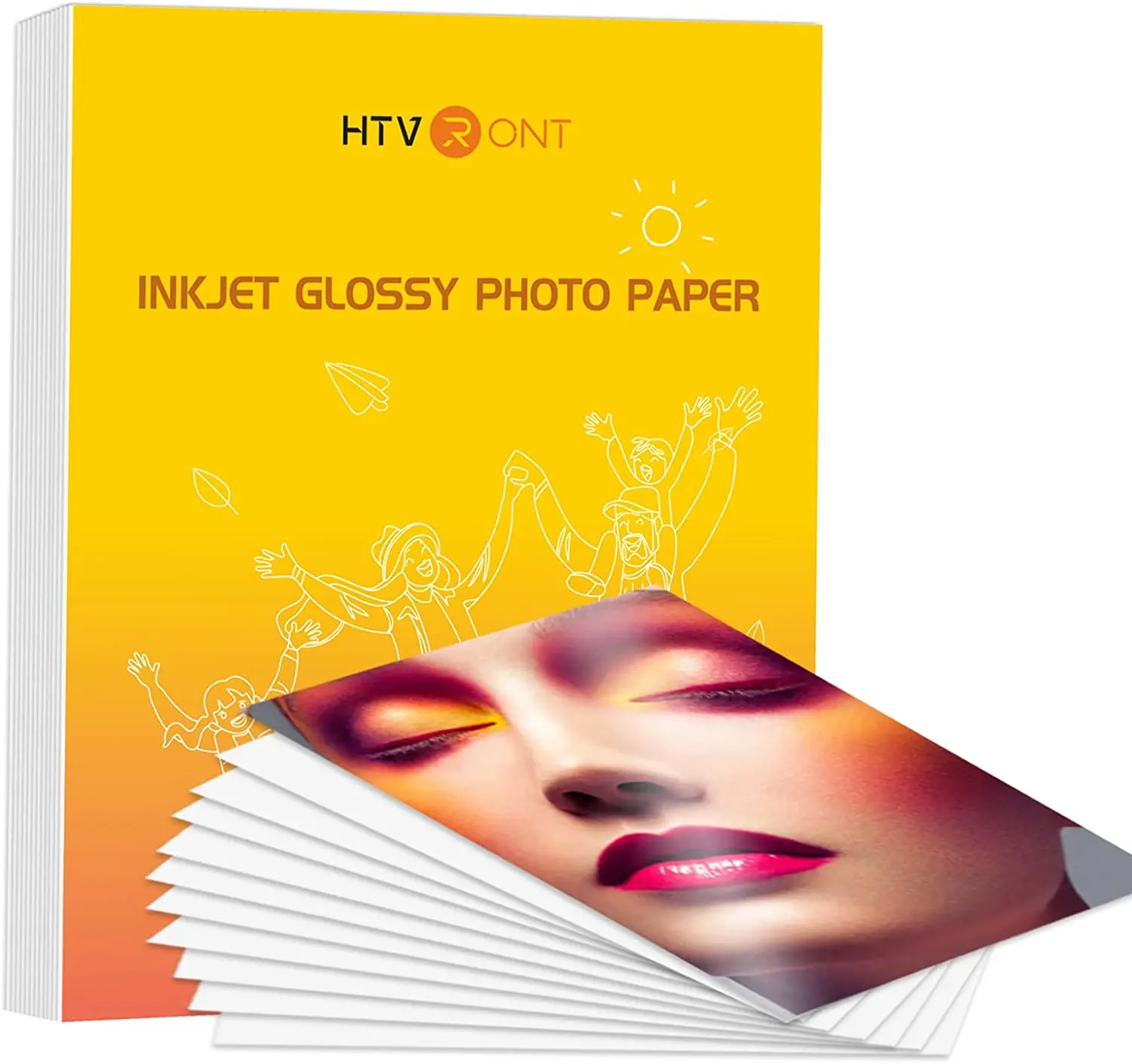 HTVRONT Glossy Inkjet Printer Photo Paper, Instant Dry Ink Fotos Paper, Pacotes Chip, 100 Folhas, 8.5X 11 Polegada, 135Gsm
