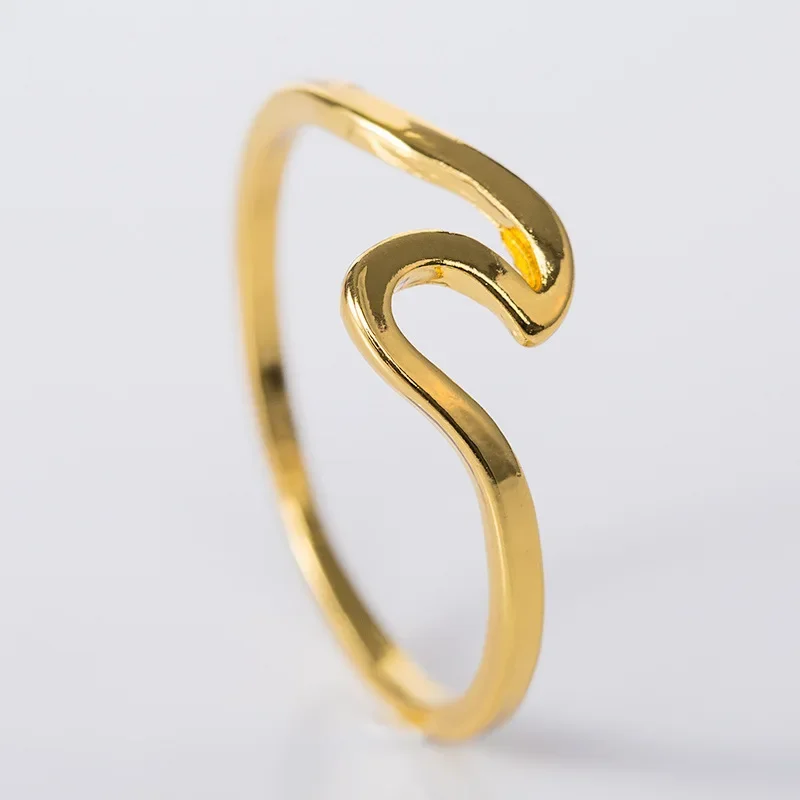 Stainless Steel Wave Rings for Women Men New Simple Design Sea Wave Shape Ring Size 5-10 Surf Wavy Jewelry Accessories