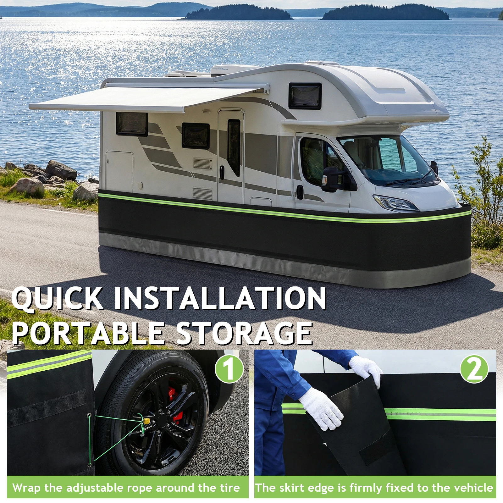 Wheel Rv Cover Easy Installation Mobile Home Skirting Panels 3.1x65.6ft with Bottom Iron Mesh for Garden Outdoor Yard