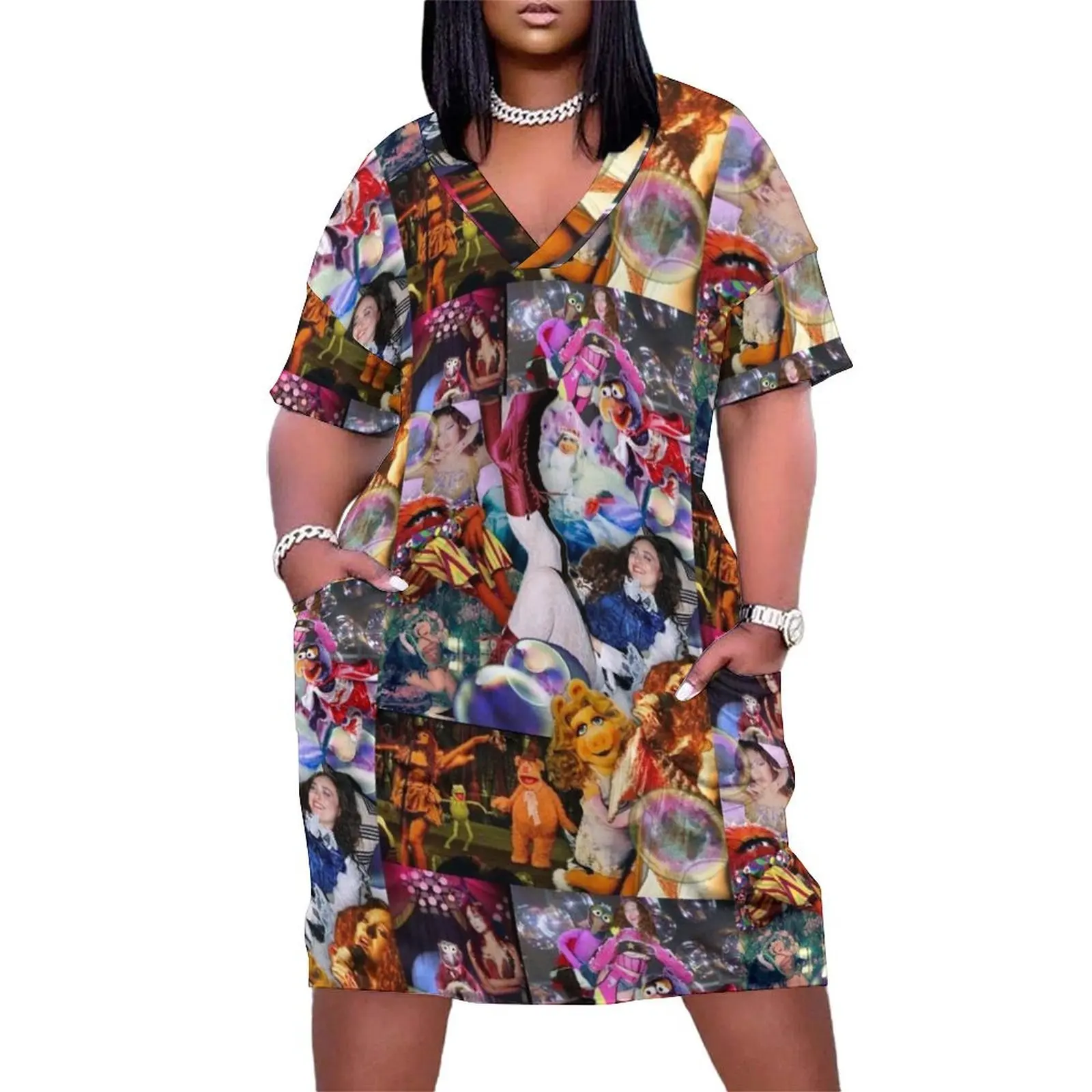 

Chappell Roan // Muppet Collage Art Loose Pocket Dress ladies dresses for special occasions Aesthetic clothing