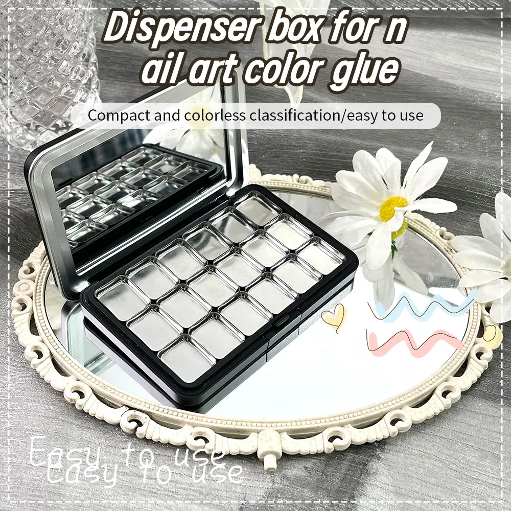 Palette de boîte de peinture aquarelle en fer à 18 grilles, grand foncé avec miroir, fournitures d'art de voyage pour artistes, plateau de rangement pour vernis à ongles Gel
