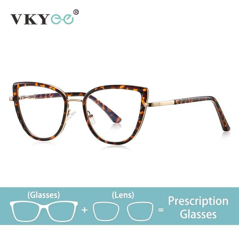 

VKYEE New Simple Cat's Eye Fashion Women's Reading Anti-Blue Light Customizable Prescription Photochromic Myopia Glasses PFD3151