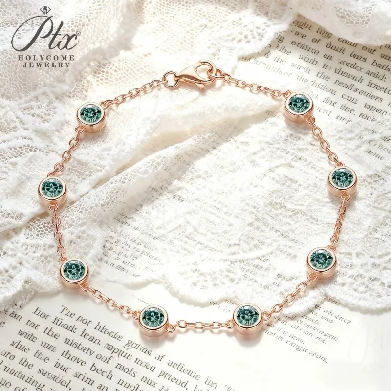 

Роскошный браслет из муассанита круглой огранки, изготовленный с блестящими камнями, изысканный и сияющий аксессуар для женской моды