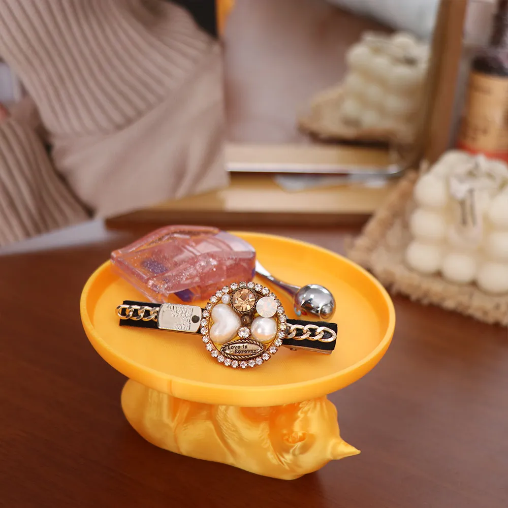 Minimalist French Bulldog Shape Jewelry Storage Tray INS Creative Mini Key Tray Gold Simple Ring Display Plates Women