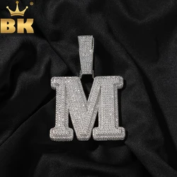 THE BLING KING Big Bold Single Letter Pendant Initial Letter A-Z Micro Paved Out 5A Cubic Zirconia Charm Necklace Hiphop Jewelry