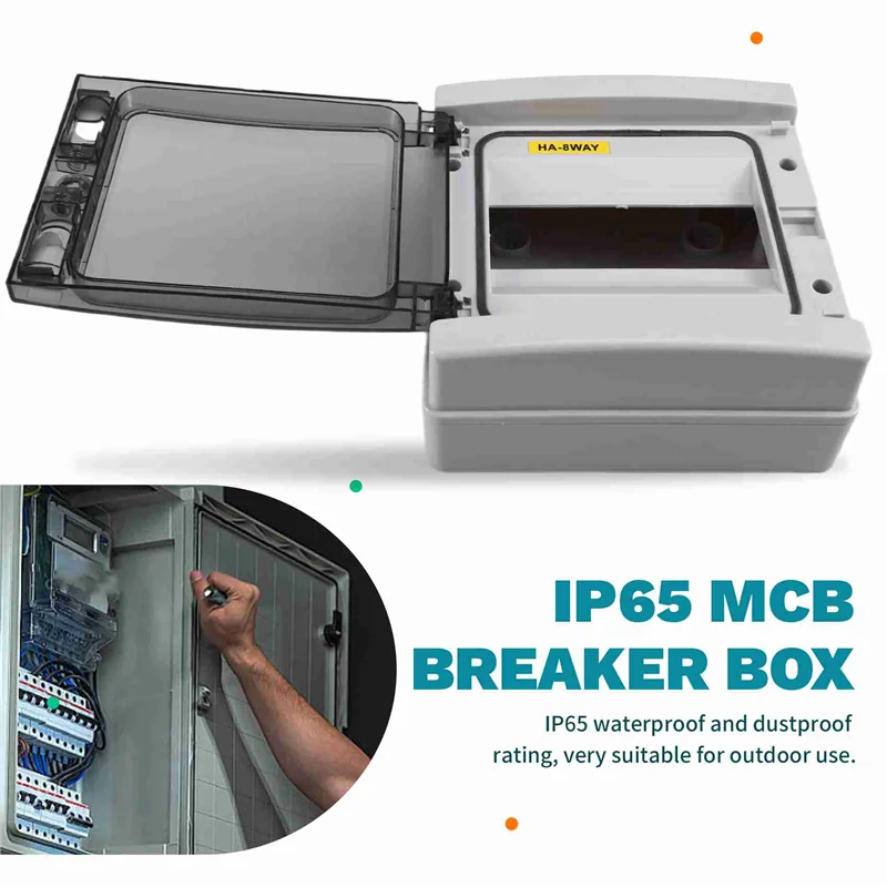 

HA Series 8-Way Junction Box PC IP65 Waterproof Outdoor Distribution Box For Circuit Breakers