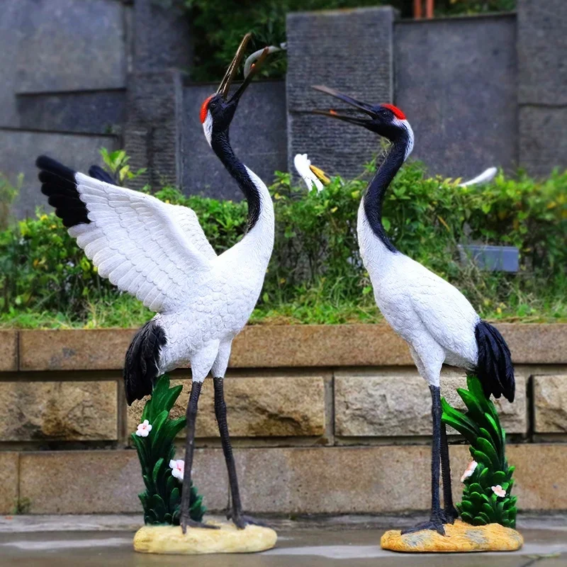 factory price outdoor big crane bird statue for garden decoration