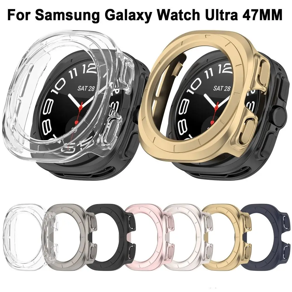 PC Matte Protective Case Frame Bumper Edge Shell Smart Watch Anti-Scratch Screen Protector for Samsung Galaxy Watch Ultra 47MM