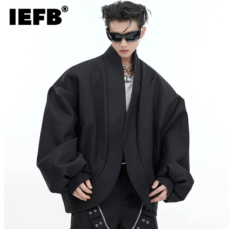

IEFB Male Jacket Chic Metal Decoration Solid Color Baggy Men Short Coat Niche Design Men Clothing 2024 New Stylish 9C4440